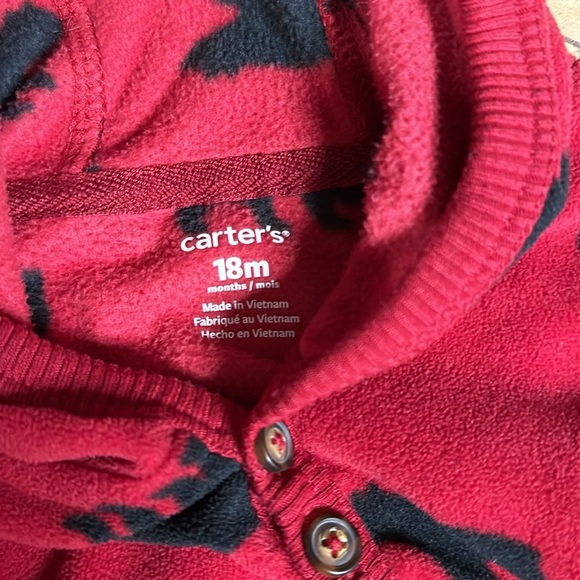 CARTER’S Baby Bear Hooded Fleece Onesie Sleeper, Size 18M, EUC - Picture 2 of 6